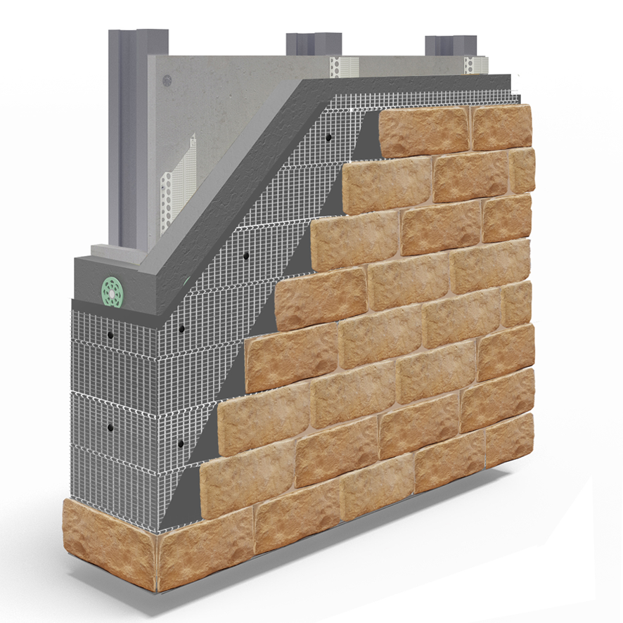 Wetherby Modular 2 External Wall Insulation System - BAW_20_145_S_A_UK - Steel Frame - Drainage Cavity - EEPS - WBS Stone Slip