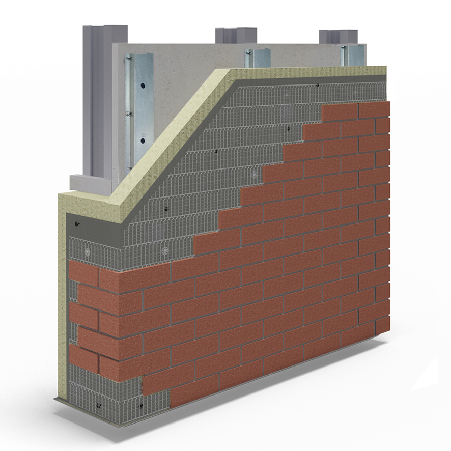 Wetherby A1 Modular 3 External Wall Insulation System - BAW_20_146_S_A_UK - Steel Frame - Drainage Cavity - Mineral Wool - WBS Brick Slip 7mm