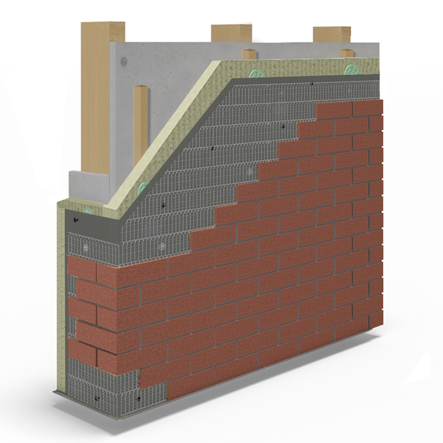 A1 Modular 3 EWI Brick Slip Façade Cladding System - Timber Frame Cavity Substrate